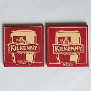 KILKENNY Irish Cream Ale Coasters Pair CERAMIC x 2 Lot PAIR From GUINNESS